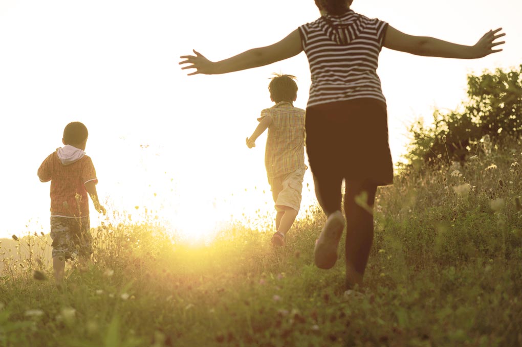 Children In Field Running